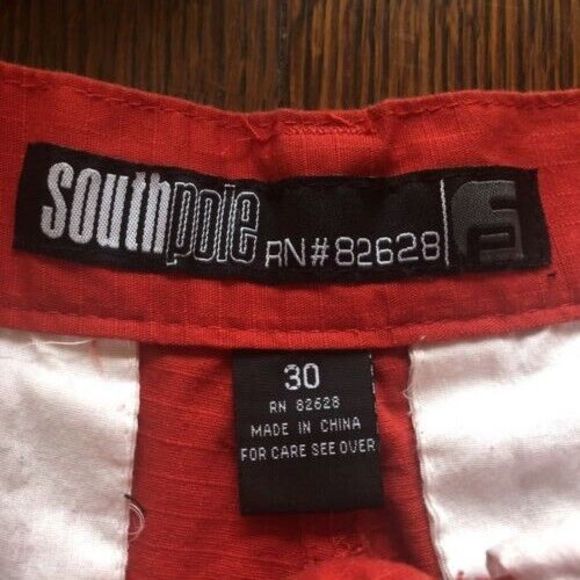 Southpole Shorts Mens Size 30 Y2K Belted Ripstop Basic Cargo Bright Red GUC - Picture 4 of 4